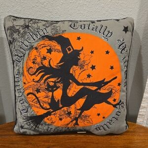 Pier 1 Halloween Witch Accent Pillow - Orange and Black